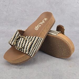 Kalso Earth Sway Negative Heel Earth Black Multi Clog Sandal Women‎ Size 8